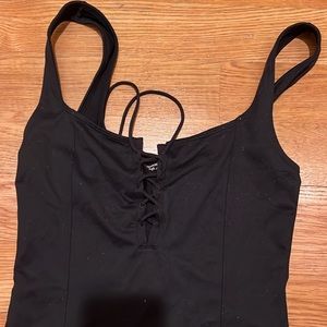 A&F Black lace up body suit